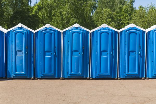 Construction porta potty on a jobsite in South Florida