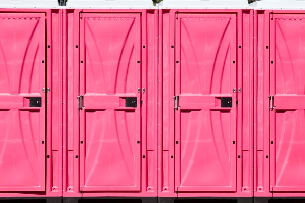 Porta potty rental company units staged for delivery in West Palm Beach