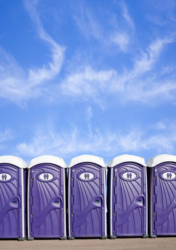 Temporary restroom rental units at an outdoor site in South Florida